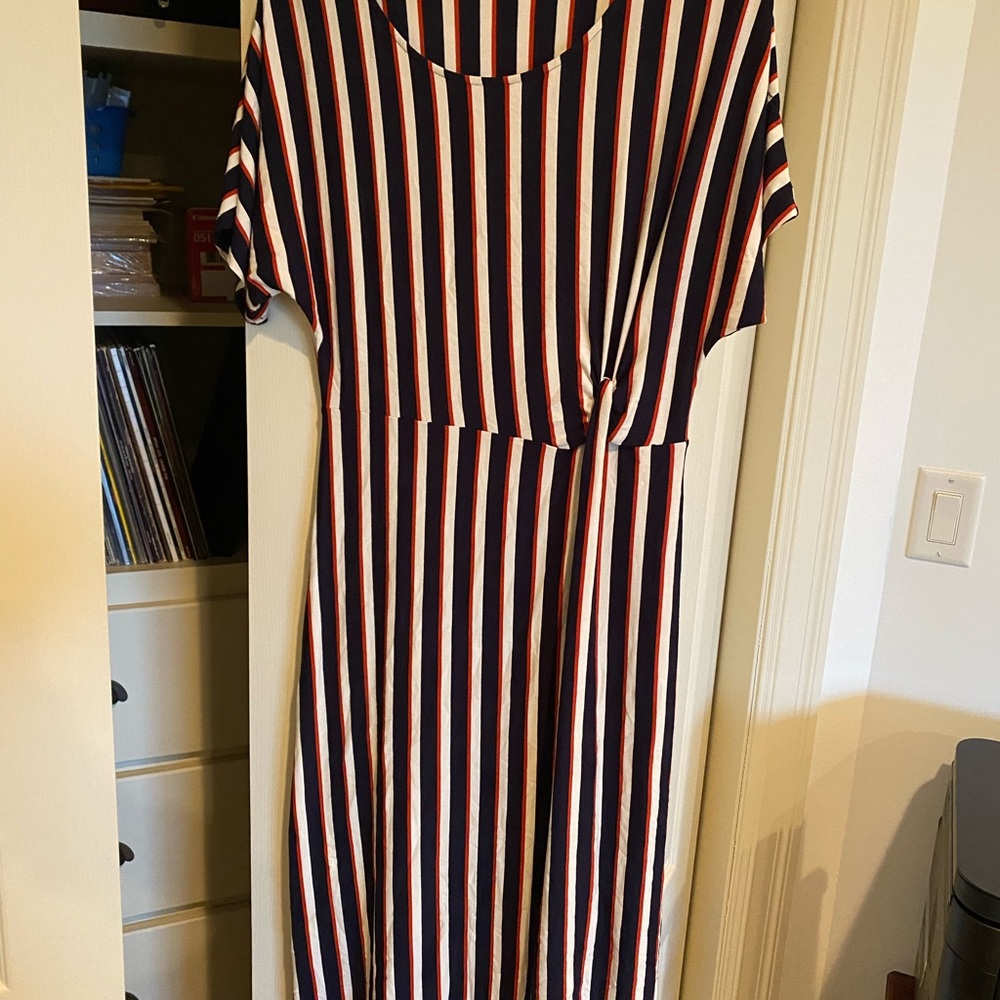 Striped Navy, Red and White Dress